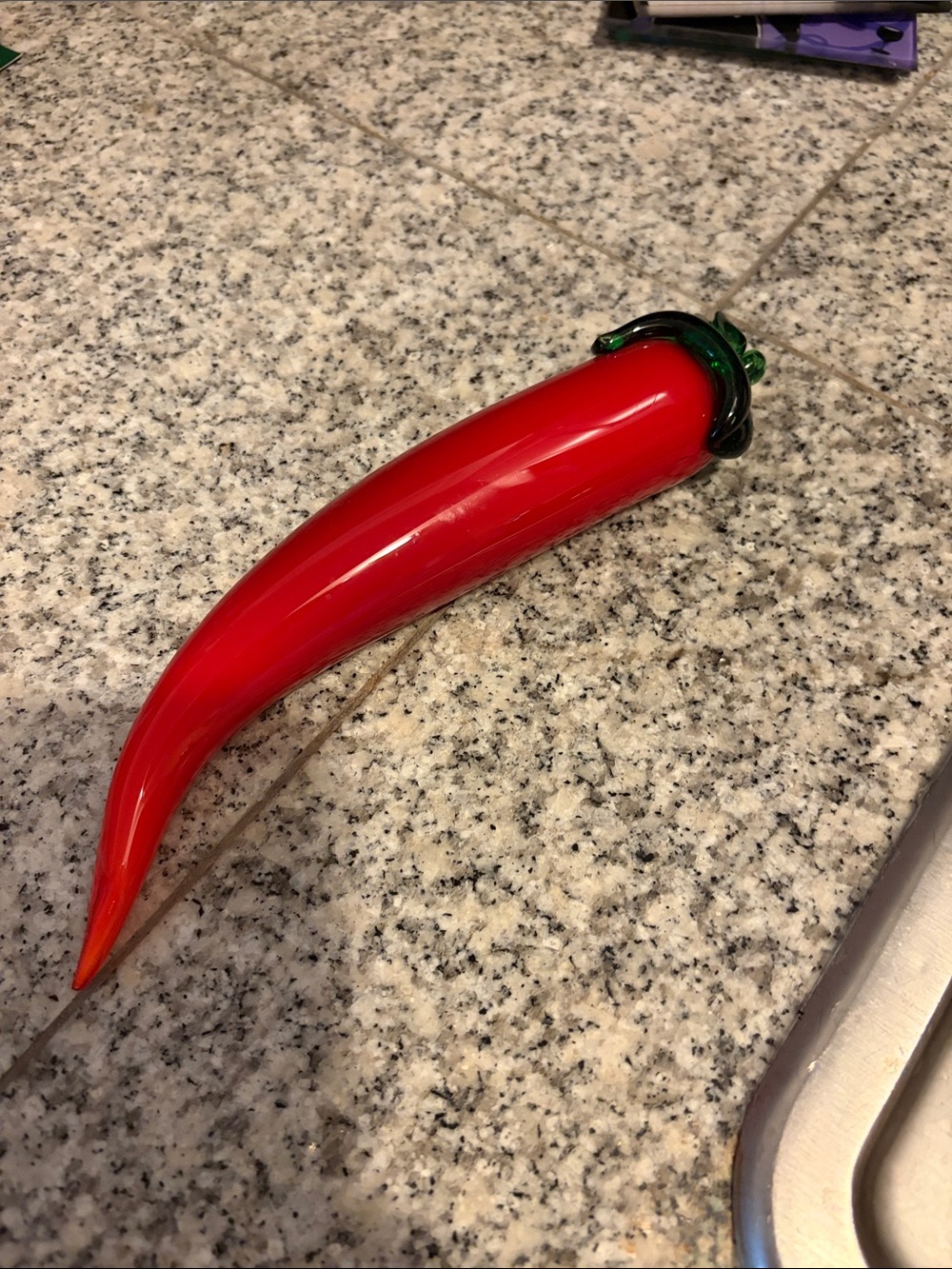 Handblown Red Glass Chili Pepper Accent